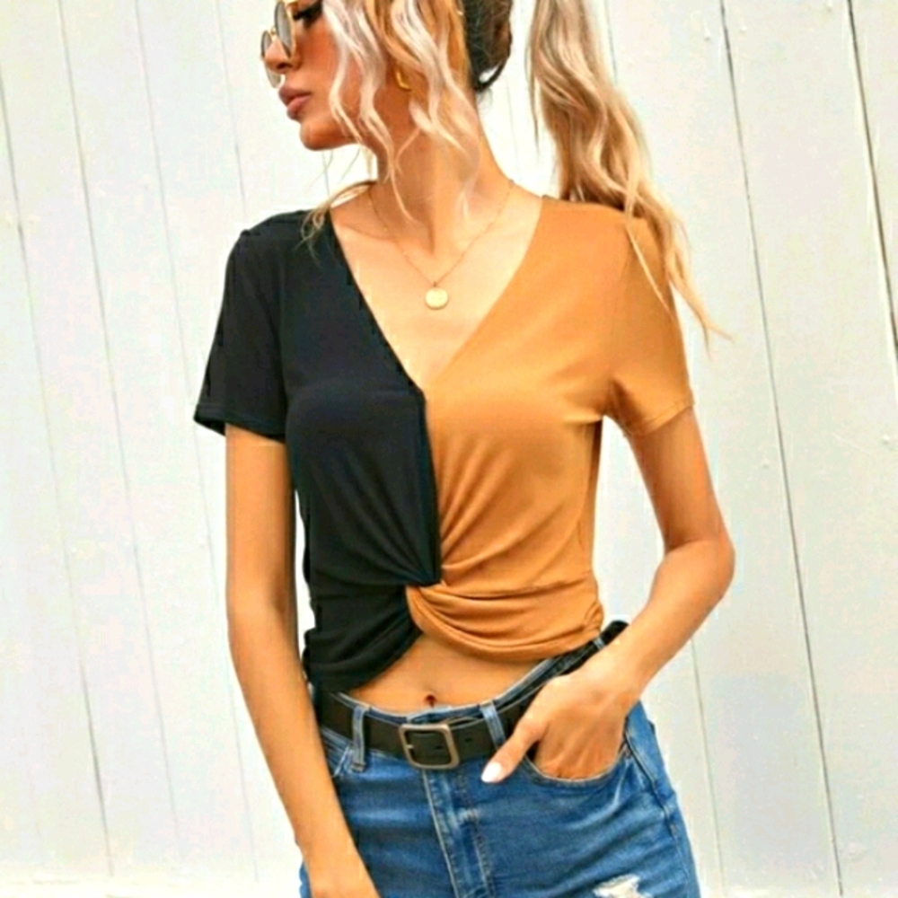 NWT Twist Front Spliced Tee - Picture 1 of 6